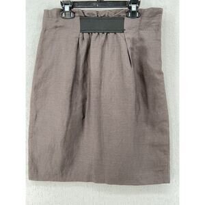 Au Lieu‎ Skirt Womens Size 6 Gunmetal Gray Taupe Side Zip Career Work Lined